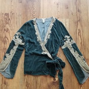 Anthropologie Odille Brand Velvet Blouse
